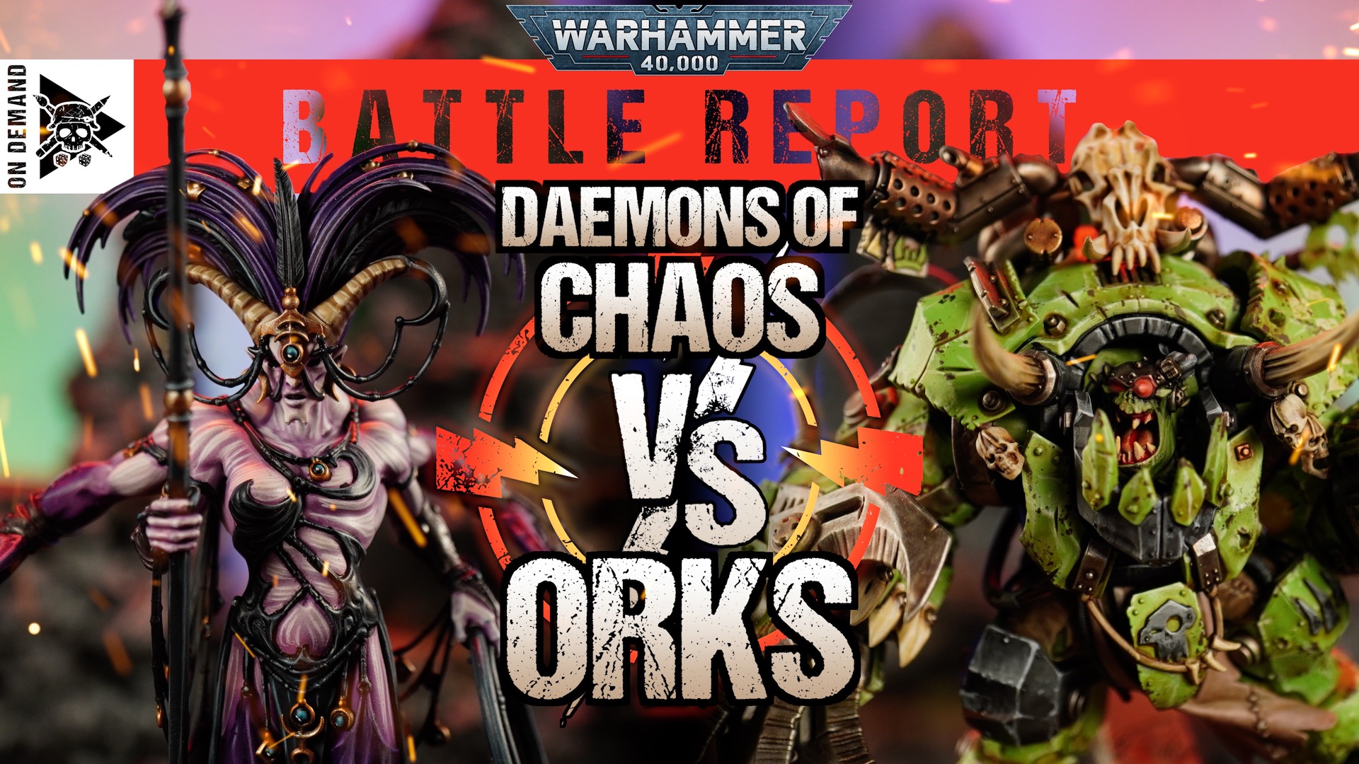Daemons of Chaos vs Orks Warhammer 40,000 Battle Report Tabletop